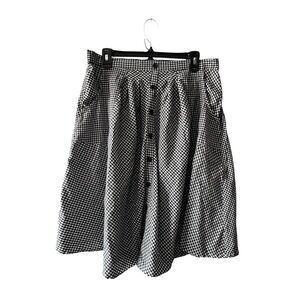 Violet Skies Gingham Checked Button Front Knee Length Skirt